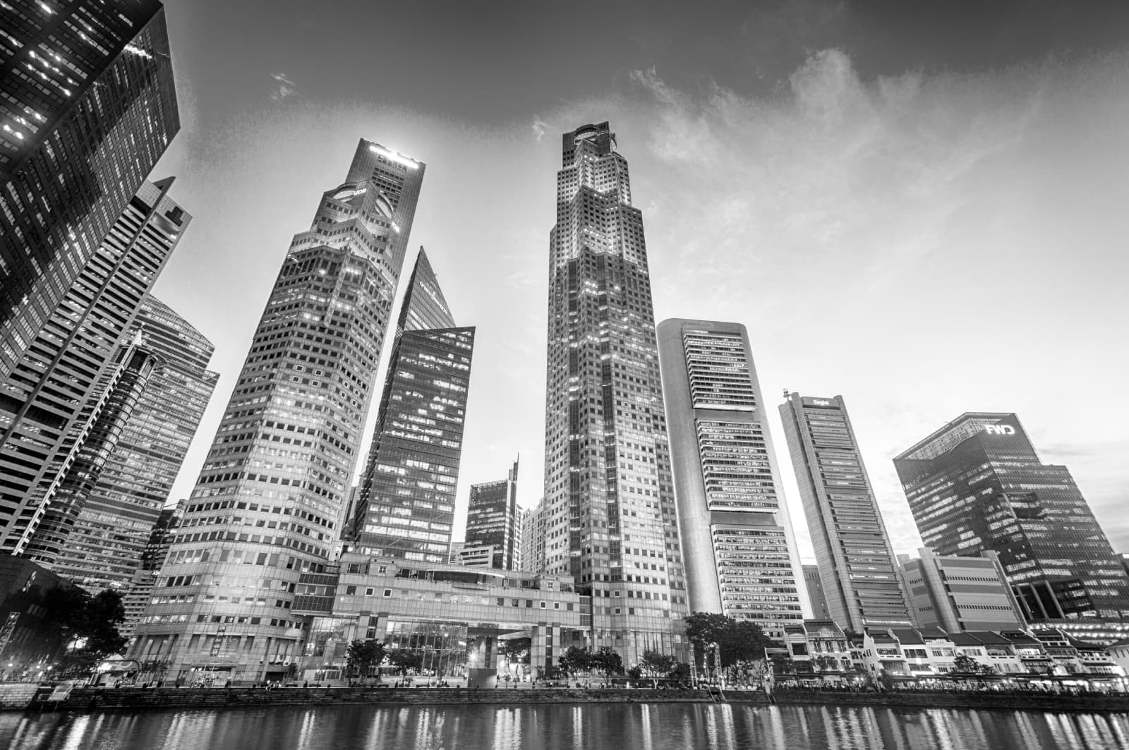 Office towers over looking the Boat Quay in Singapore