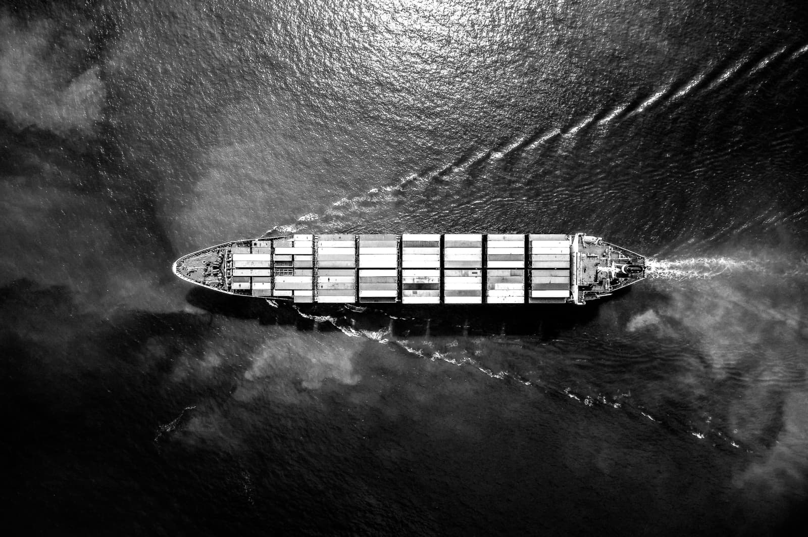 Aerial top view container ship 