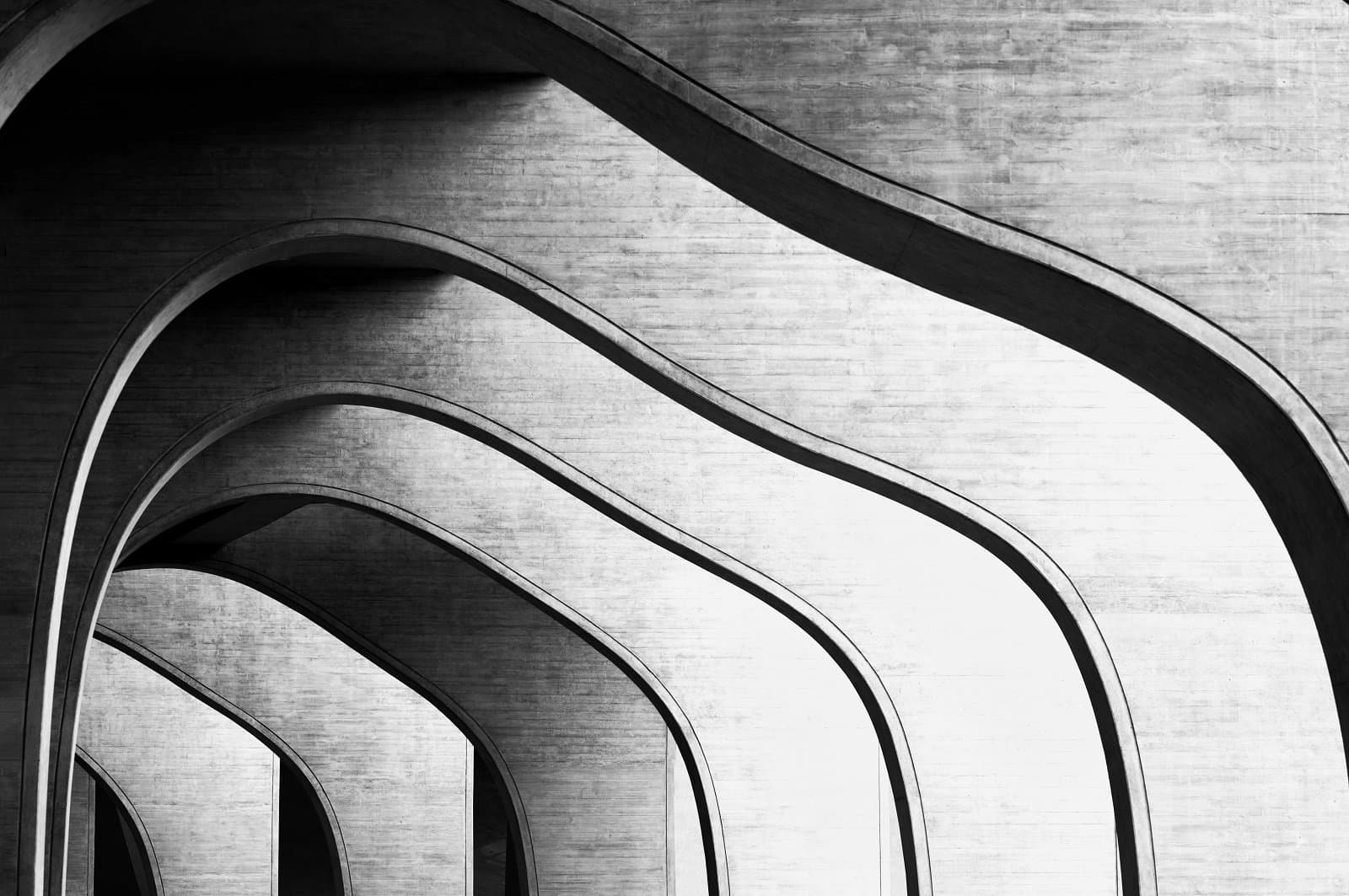 A tunnel of curbed elegant brickwork