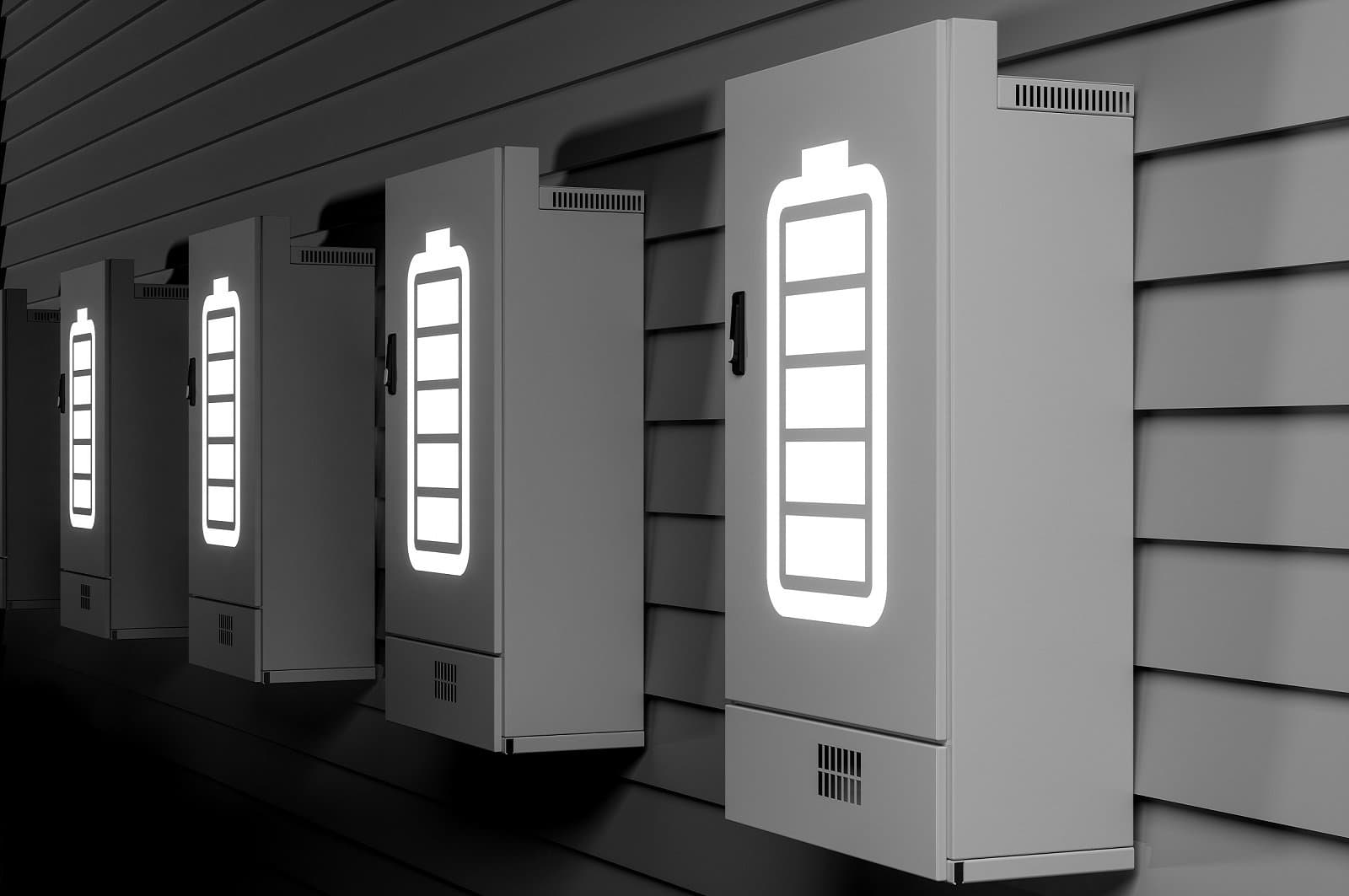 Close-up View Of Home Battery Storage System On Building Facade