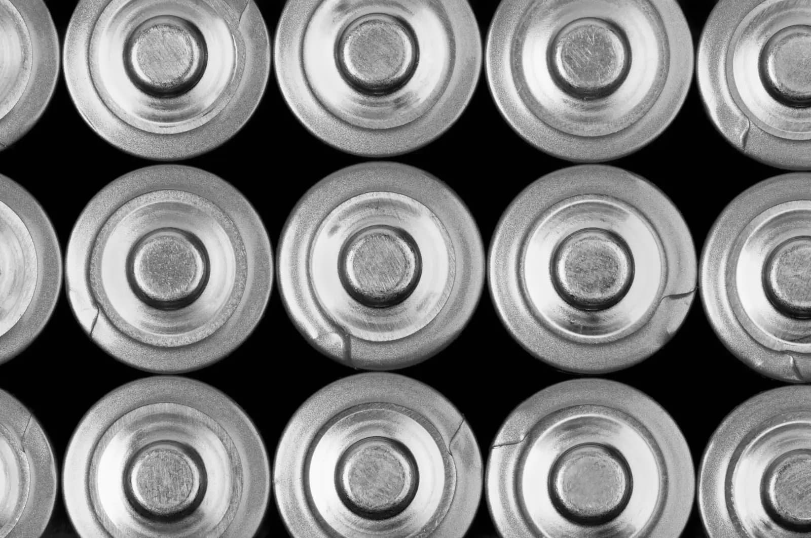 rows of batteries from above